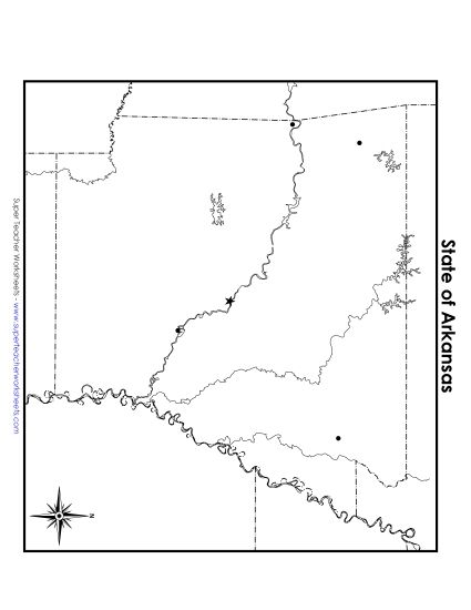 Maps - Blank Arkansas Map with City Dots (Printable PDF Worksheet)