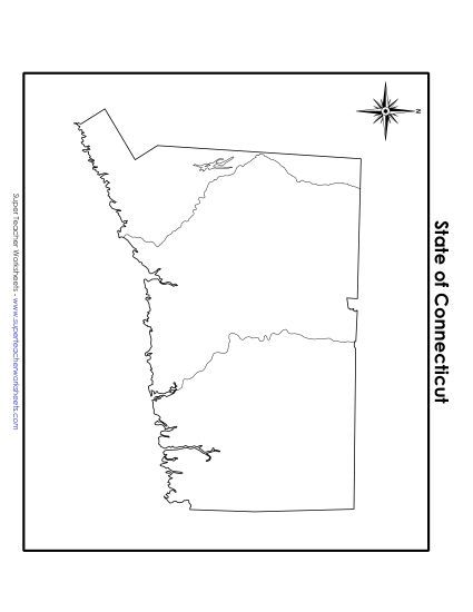 Maps - Blank Connecticut Map (No Bordering States) (Printable PDF Worksheet)