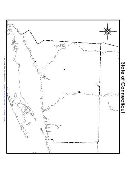 Maps - Blank Connecticut Map with City Dots (Printable PDF Worksheet)