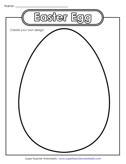 Egg Coloring Designs - Blank Easter Egg (Printable PDF Worksheet)