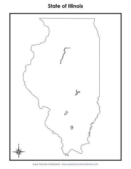 Maps - Blank Illinois Map (No Bordering States) (Printable PDF Worksheet)