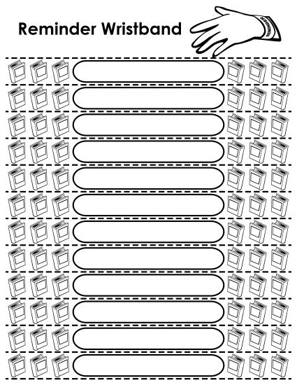 Blank Reminder Wristbands - Blank Reminder Wristbands - Books (Printable PDF Worksheet)