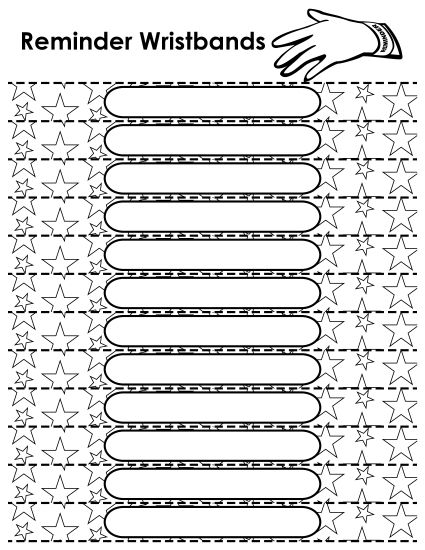Blank Reminder Wristbands - Blank Reminder Wristbands - Stars (Printable PDF Worksheet)