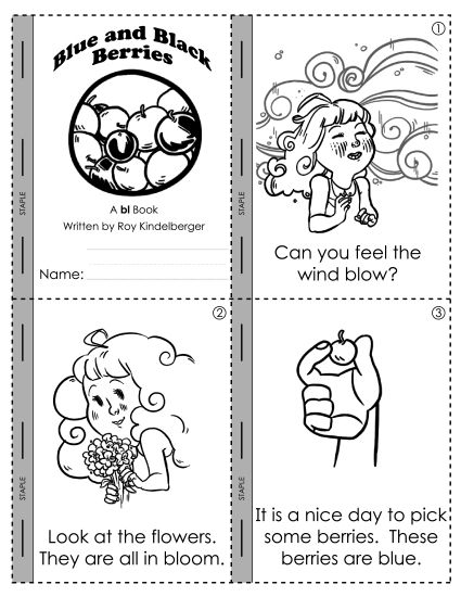 Consonant Blends - Blue and Black Berries (bl sound) (Printable PDF Worksheet)