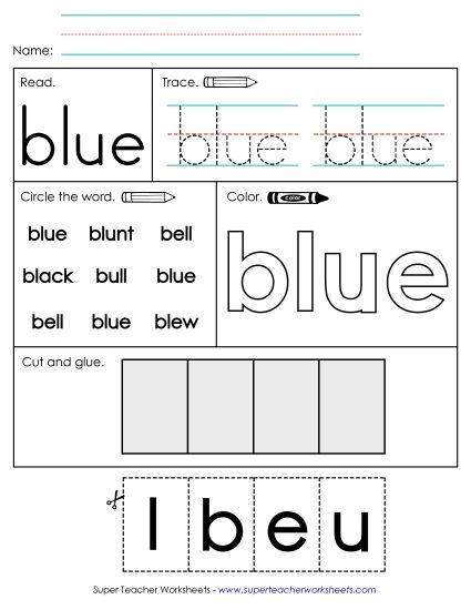 Individual Sight Words - Blue (Sight Word) (Printable PDF Worksheet)