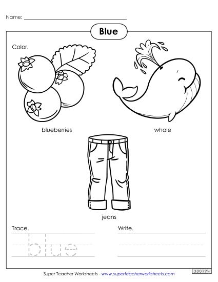 Blue - Blue Things (Printable PDF Worksheet)