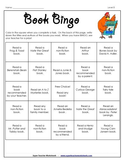 Book Bingo - Book Bingo: 2nd Grade (Printable PDF Worksheet)