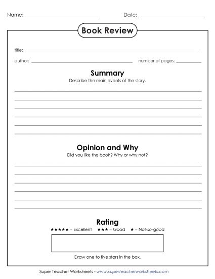 More Reading Printables - Book Review (Printable PDF Worksheet)