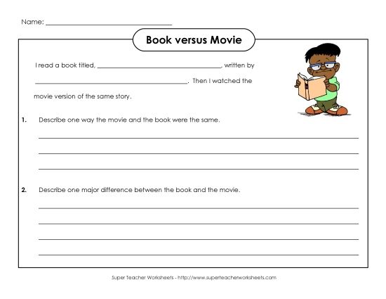Activities - Book vs. Movie (Printable PDF Worksheet)