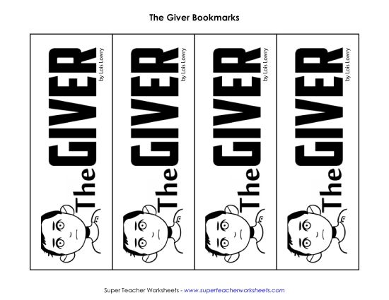 Whole Book - Bookmarks for <i>The Giver</i> (Printable PDF Worksheet)