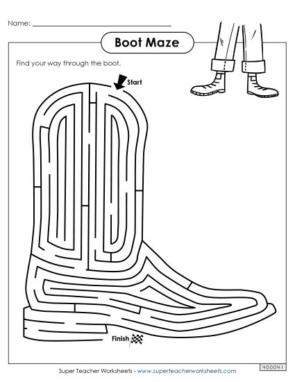 Hard - Boot Maze - Harder (Printable PDF Worksheet)