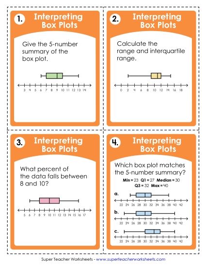 Data & Statistics - Box Plots (Printable PDF Worksheet)