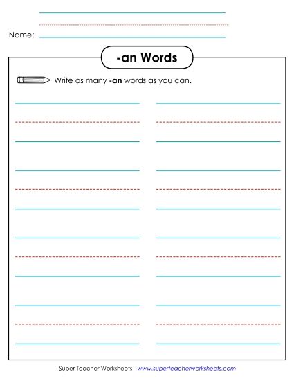 Worksheets - Brainstorm and Write (-an) (Printable PDF Worksheet)