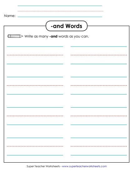 Worksheets - Brainstorm and Write (-and) (Printable PDF Worksheet)