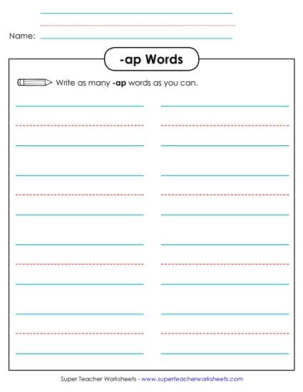 Worksheets - Brainstorm and Write (-ap) (Printable PDF Worksheet)
