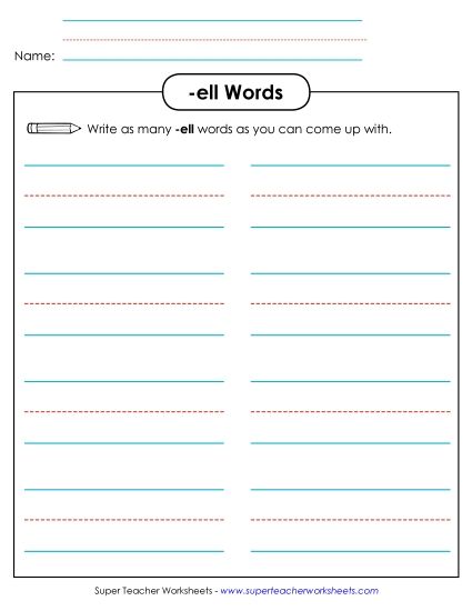 Worksheets - Brainstorm and Write (-ell) (Printable PDF Worksheet)