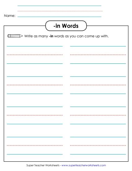 Worksheets - Brainstorm and Write (-in) (Printable PDF Worksheet)