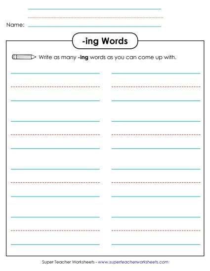 Worksheets - Brainstorm and Write (-ing) (Printable PDF Worksheet)