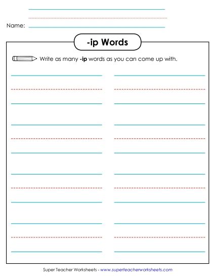 Worksheets - Brainstorm and Write (-ip) (Printable PDF Worksheet)