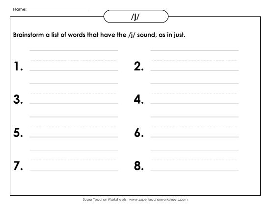 Worksheets - Brainstorm /j/ Words (Printable PDF Worksheet)