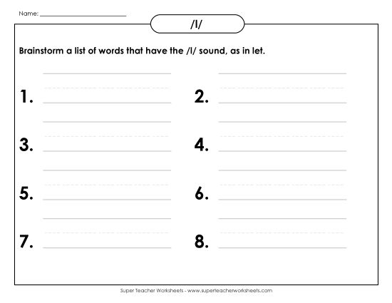 Worksheets - Brainstorm /l/ Words (Printable PDF Worksheet)