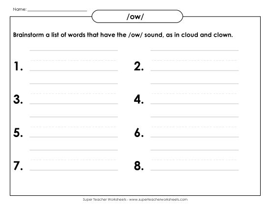Brainstorm /ow/ Words (Basic) (Printable PDF Worksheet)