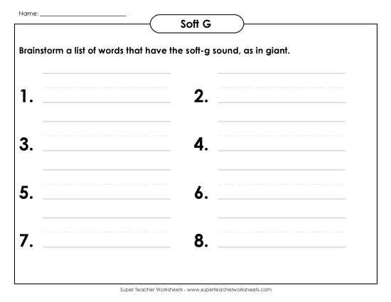 Worksheets - Brainstorm Soft-G Words (Printable PDF Worksheet)