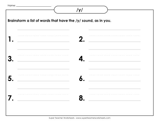 Worksheets - Brainstorm /y/ Words (Printable PDF Worksheet)