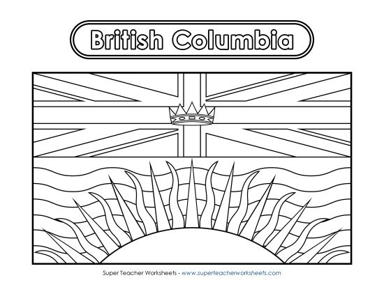 Flag and Coat of Arms - British Columbia Flag (Black and White) (Printable PDF Worksheet)