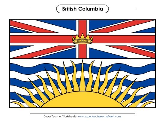 Flag and Coat of Arms - British Columbia Flag (Full Colour) (Printable PDF Worksheet)