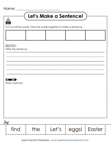 Build Sentences - Build-a-Sentence: Eggs (Printable PDF Worksheet)