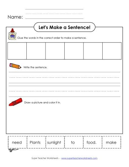 Early Literacy - Build-a-Sentence: Sunlight (Printable PDF Worksheet)