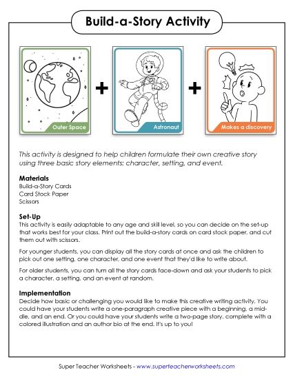 Build-a-Story Activity - Build-a-Story Writing Practice (Printable PDF Worksheet)
