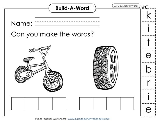 Build-a-Word - Build-a-Word: Bike and Tire (Printable PDF Worksheet)