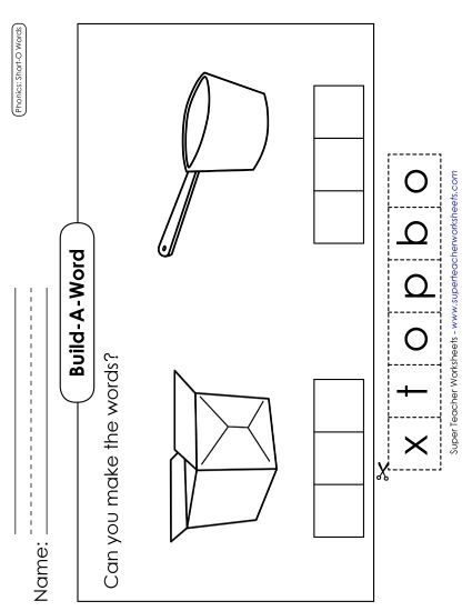Cut & Glue Activities - Build-a-Word: Box & Pot (Printable PDF Worksheet)