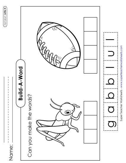 Build-a-Word - Build-a-Word: Bug & Ball (Printable PDF Worksheet)