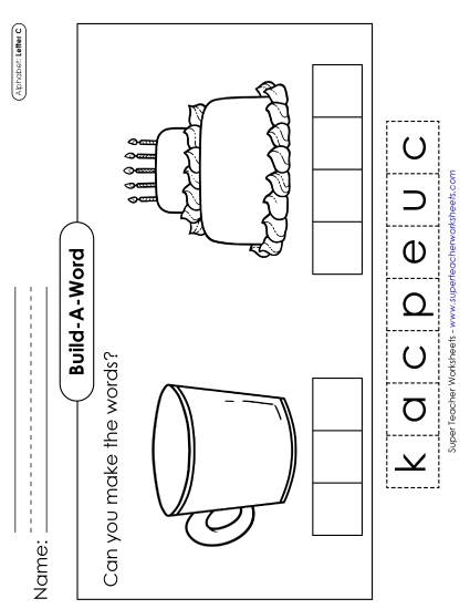Build-a-Word - Build-a-Word: Cup & Cake (Printable PDF Worksheet)