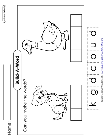 Build-a-Word - Build-a-Word: Dog & Duck (Printable PDF Worksheet)