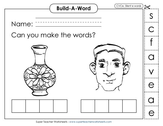 Build-a-Word - Build-a-Word: Face and Vase (Printable PDF Worksheet)