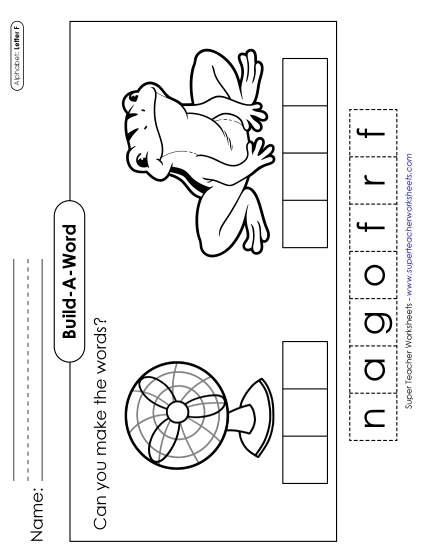 Build-a-Word - Build-a-Word: Fan & Frog (Printable PDF Worksheet)
