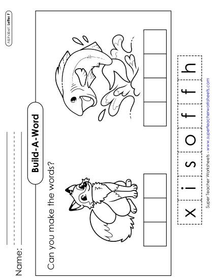 Build-a-Word - Build-a-Word: Fox & Fish (Printable PDF Worksheet)