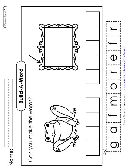 Cut and Glue Activities - Build-a-Word: Frog and Frame (Printable PDF Worksheet)