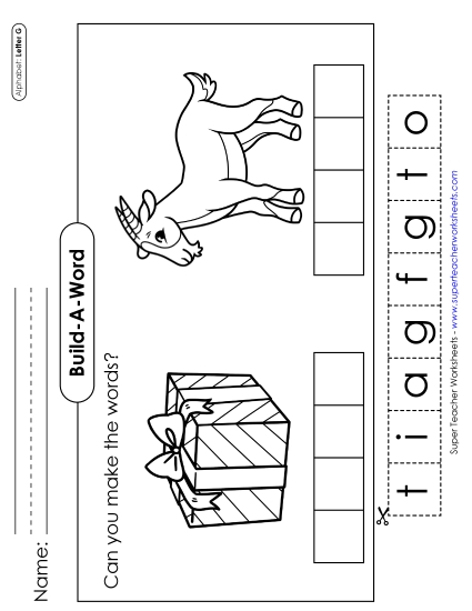 Build-a-Word - Build-a-Word: Gift and Goat (Printable PDF Worksheet)