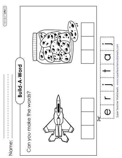 Build-a-Word - Build-a-Word: Jet & Jar (Printable PDF Worksheet)