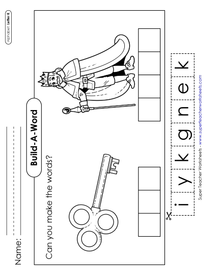 Build-a-Word - Build-a-Word: Key & King (Printable PDF Worksheet)