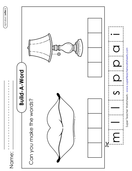 Build-a-Word - Build-a-Word: Lamp & Lips (Printable PDF Worksheet)