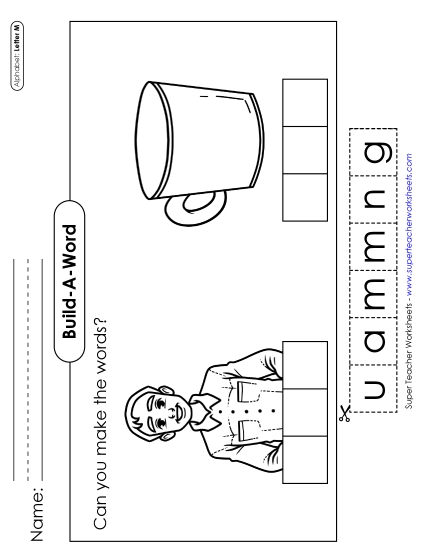 Build-a-Word - Build-a-Word: Man & Mug (Printable PDF Worksheet)