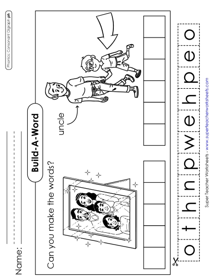 Cut-and-Glue Activities - Build-a-Word: Nephew and Photo (Printable PDF Worksheet)