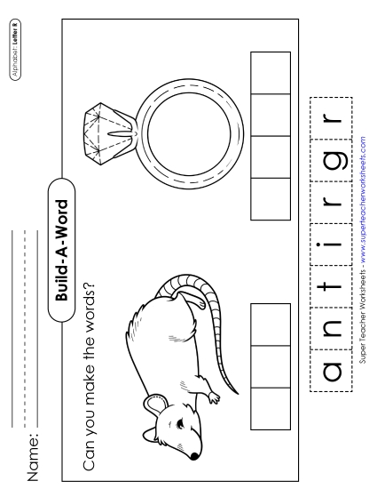 Build-a-Word - Build-a-Word: Rat & Ring (Printable PDF Worksheet)