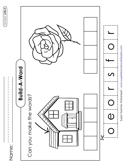Build-a-Word - Build-a-Word: Roof & Rose (Printable PDF Worksheet)